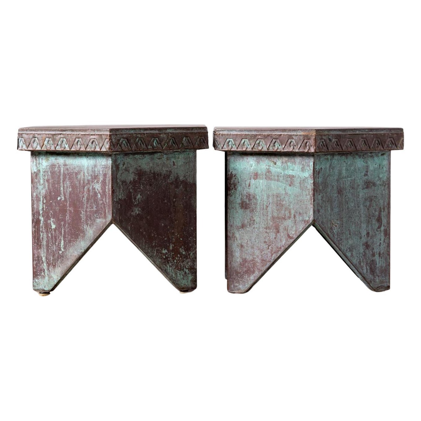 Pair of Copper Stools / Tables by Frank Lloyd Wright, 1956