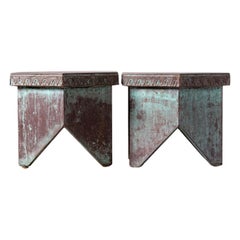 Pareja de taburetes / mesas de cobre de Frank Lloyd Wright, 1956