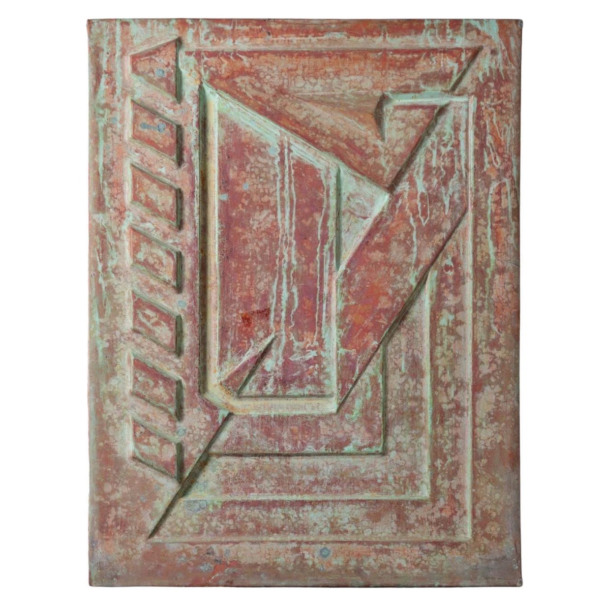 Panneau architectural en relief en cuivre de Frank Lloyd Wright provenant de la tour Price 1956