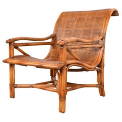 Baker Furniture Hollywood Regency Bamboo Rattan and Cane Lounge Chair