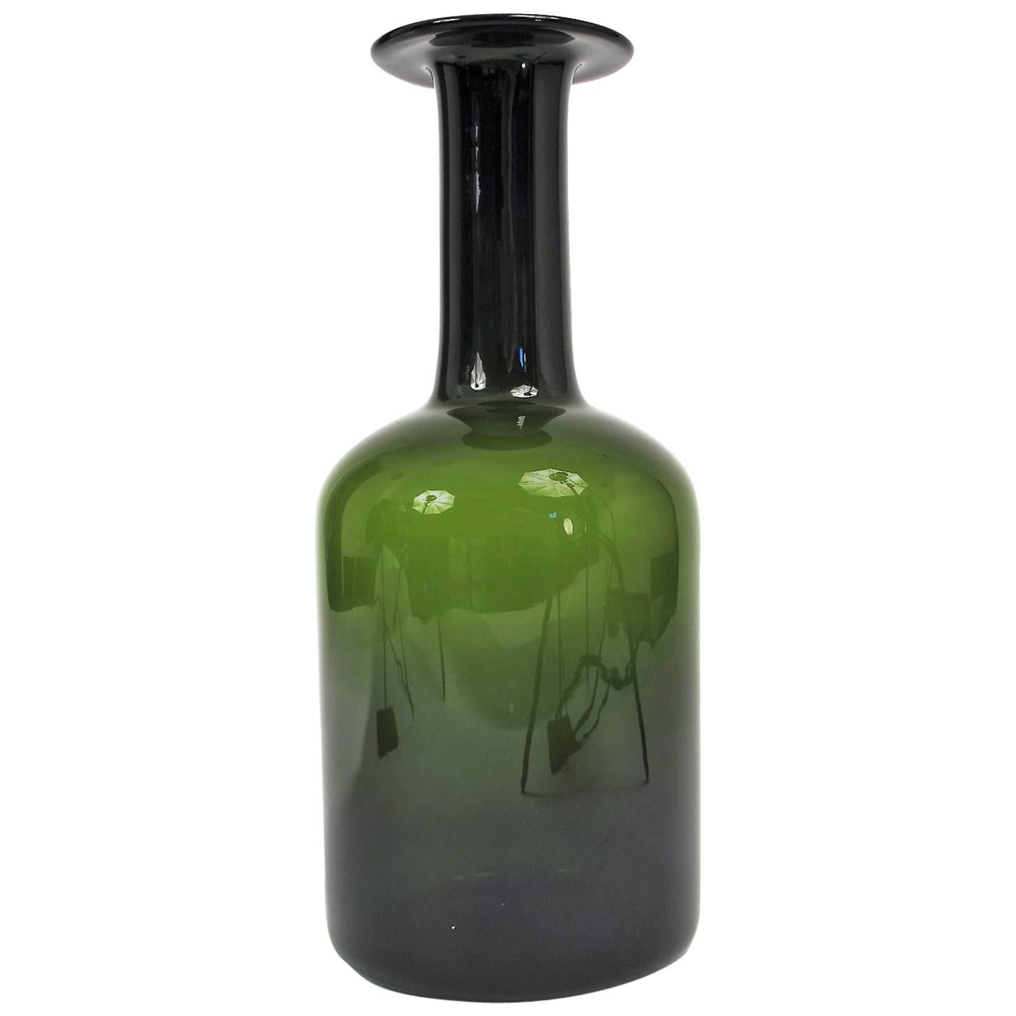 Large Olive Green Holmegaard Kastrup Gulvase For Sale