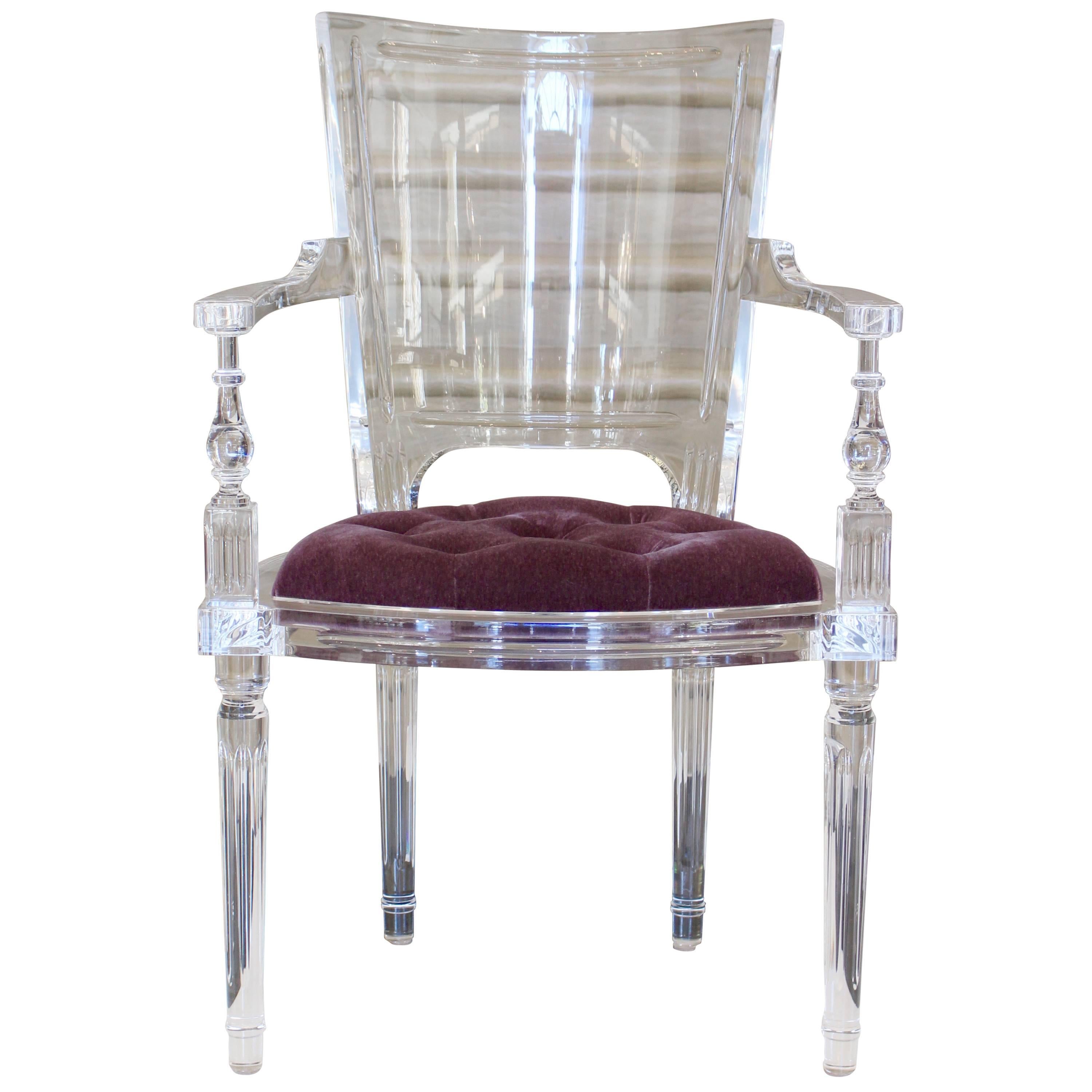 Contemporary Italian Clear Acrylic Marilyn Cabriolet Armchair in Louis XVI Style