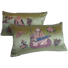 19th Century Chinese Embroidery Pillows