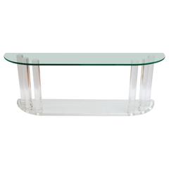 Lucite and Glass Console Table in the Style of Charles Hollis Jones