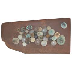 Winni Brueggemann Stoneware Sculpture on Solid Walnut Slab