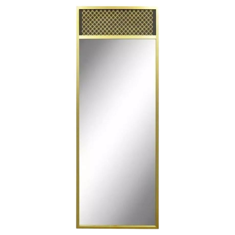 Vintage Mid Century Modern 52" Rectangular Metal Frame Brass Finish Wall Mirror