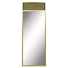 Vintage Mid Century Modern 52" Rectangular Metal Frame Brass Finish Wall Mirror