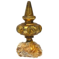 Antique 18th Century Italian Gold Mecca Finial on Pyrophyllite 