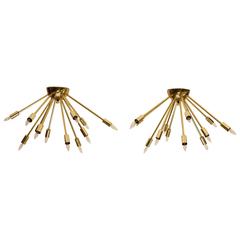 Vintage Mid-Century Brass Sputnik Light Fixture