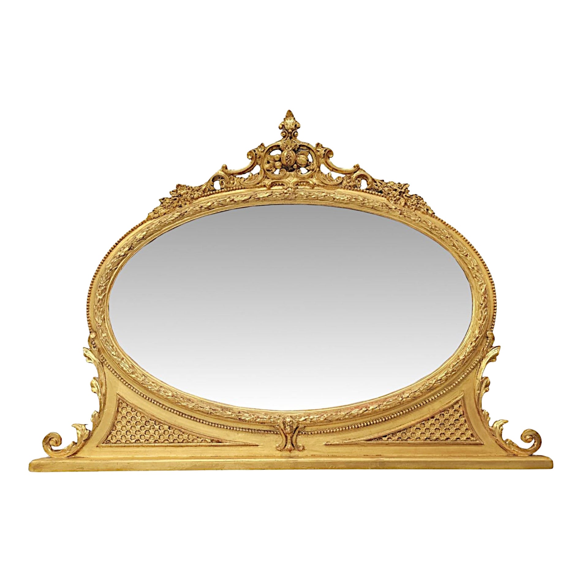 Superbe miroir à trumeau en bois doré du XIXe siècle