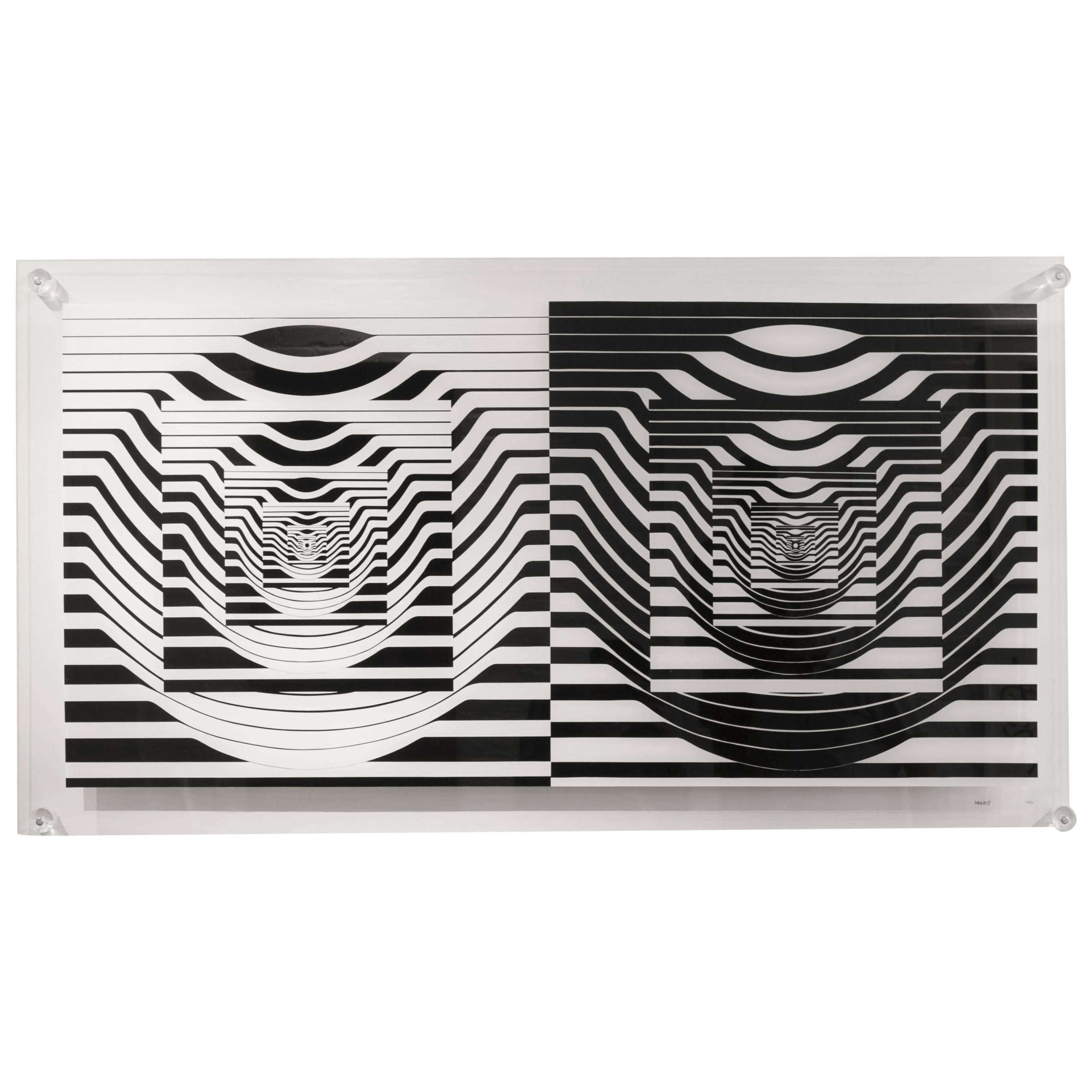 Leo Maranz, Double Image, Op Art Floating Silkscreen 