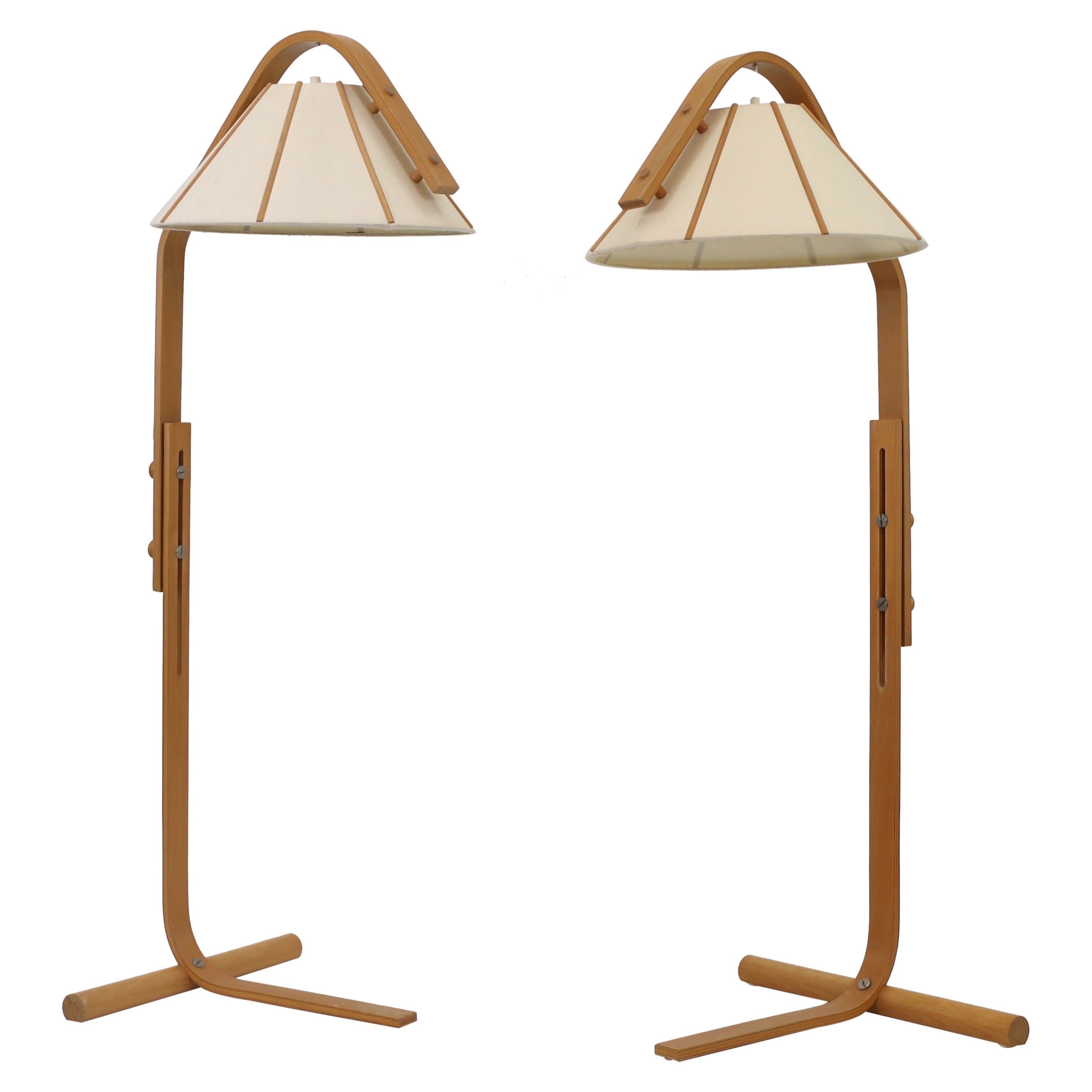 Set skandinavisch-moderner Stehlampen von Jan Wickelgren, 1970er Jahre, Schweden
