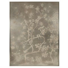 Custom Framed Hand Painted Gracie Wallpaper~ Silver Silhouette