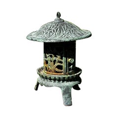Japanese Tall Orchid Flower Garden Lantern Beautiful Original Blue Paint