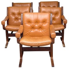 Ingmar Relling for Westnofa Siesta Mid Century Leather Lounge Chair’s - Set of 5