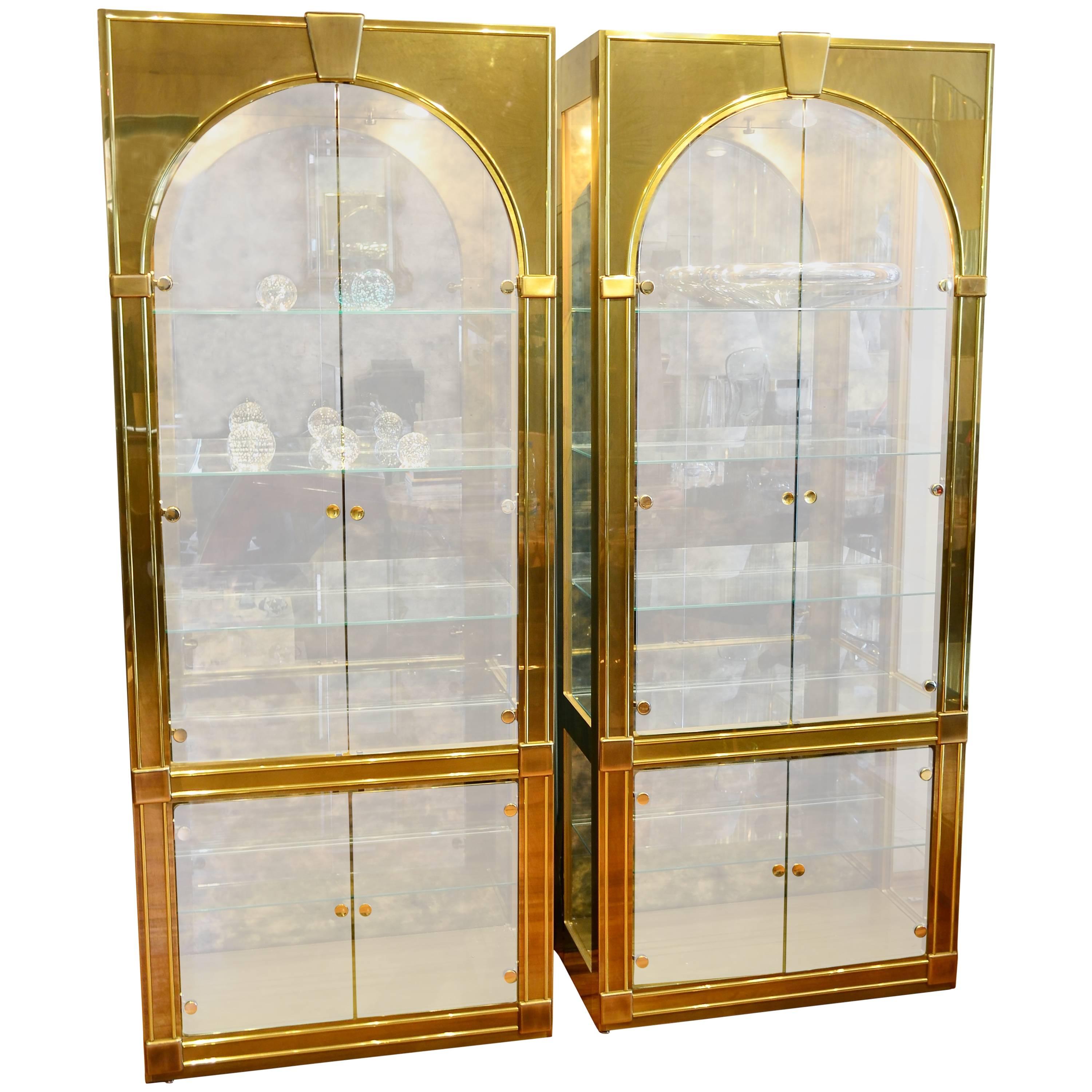 Mastercraft Palladian Style Brass Vitrines