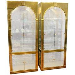 Mastercraft Palladian Style Brass Vitrines