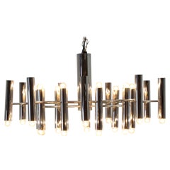 Sciolari Style Mid-Century Multi-Armed Chrome Flush Mount Chandelier