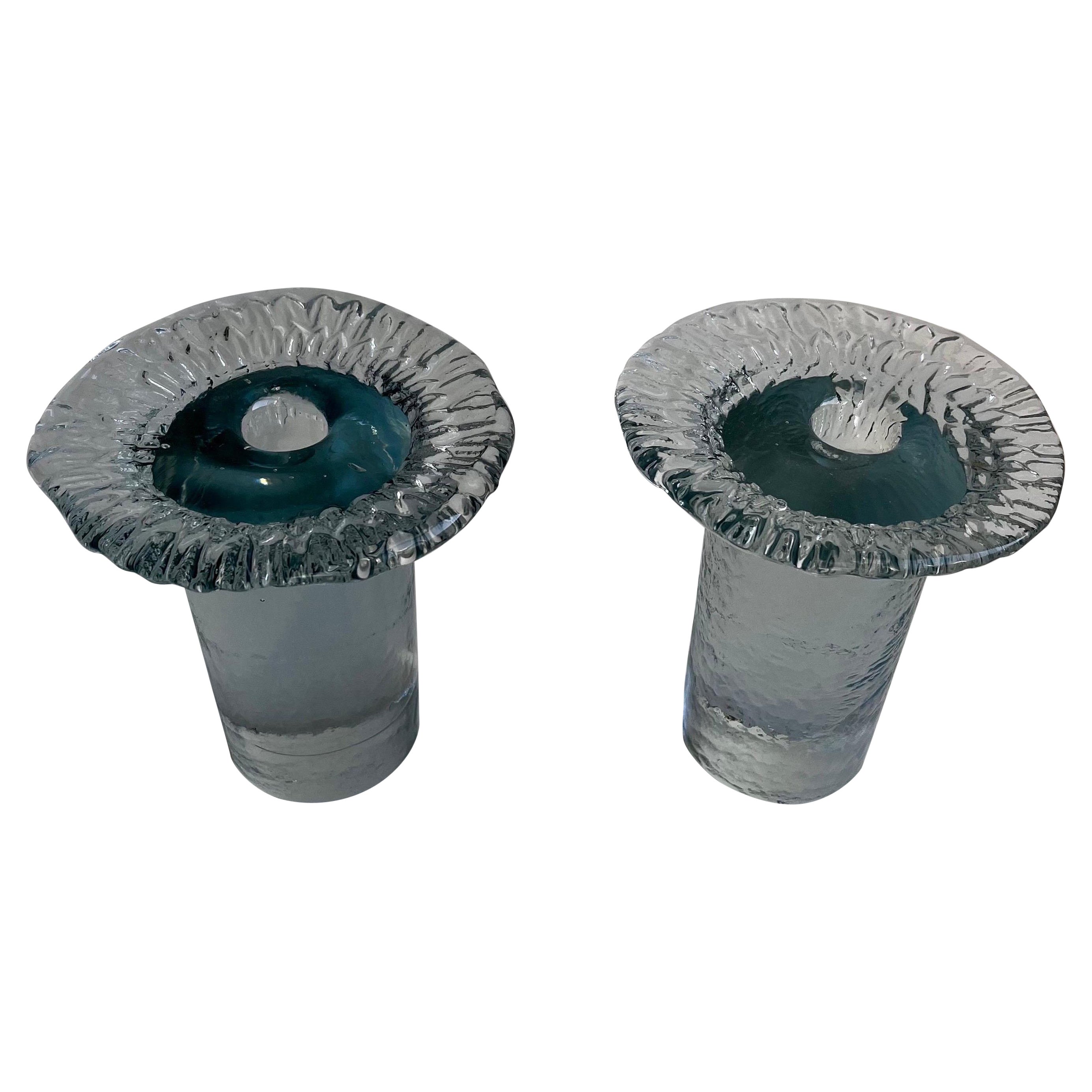 Pair of Vintage Blenko Candle Holders, circa 1970
