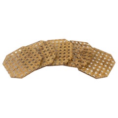 Christian Dior Home Lucite and Wicker Cocktail Coasters Set - 5 pieces