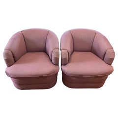Pair of 1980's Mauve Swivel Chairs