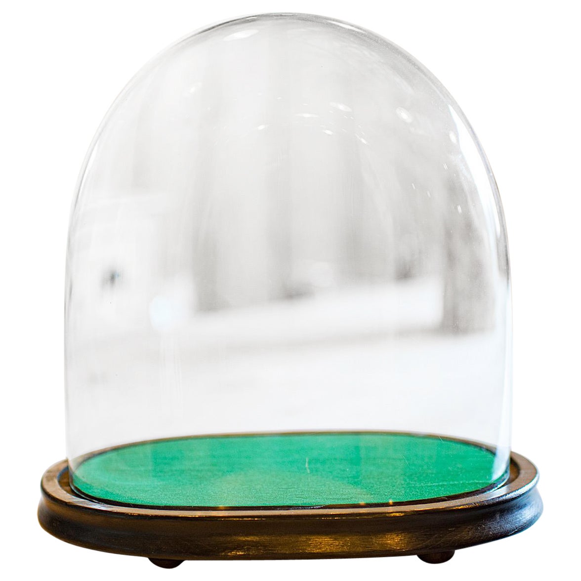 Wide Antique Clock Dome, English, Glass, Pine, Display Showcase, Victorian, 1860