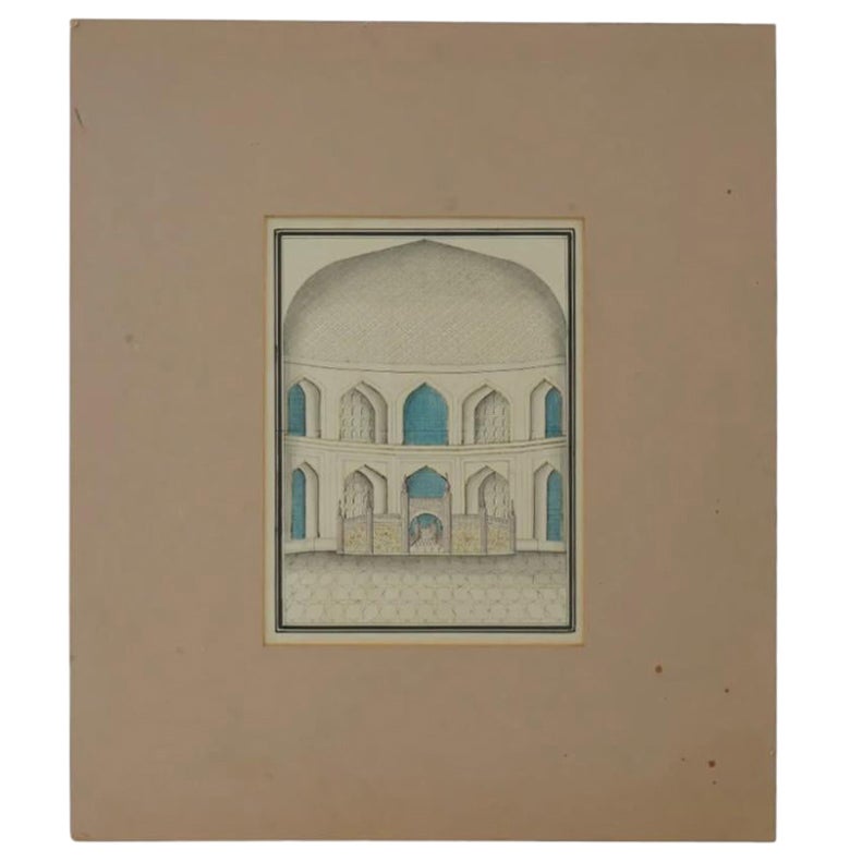Antique Indo Persian Mughal Architectural Painting For Sale