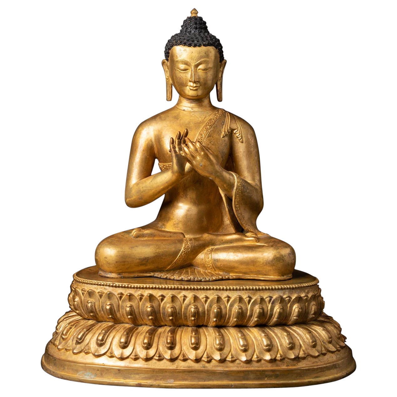 Middle 20th century Old bronze Nepali Buddha statue from Nepal