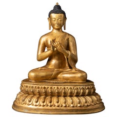 Middle 20th century Old bronze Nepali Buddha statue from Nepal