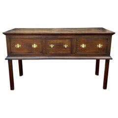 Antique English Georgian Sofa Table Entry Table Console 3 Drawers Oak 19th C
