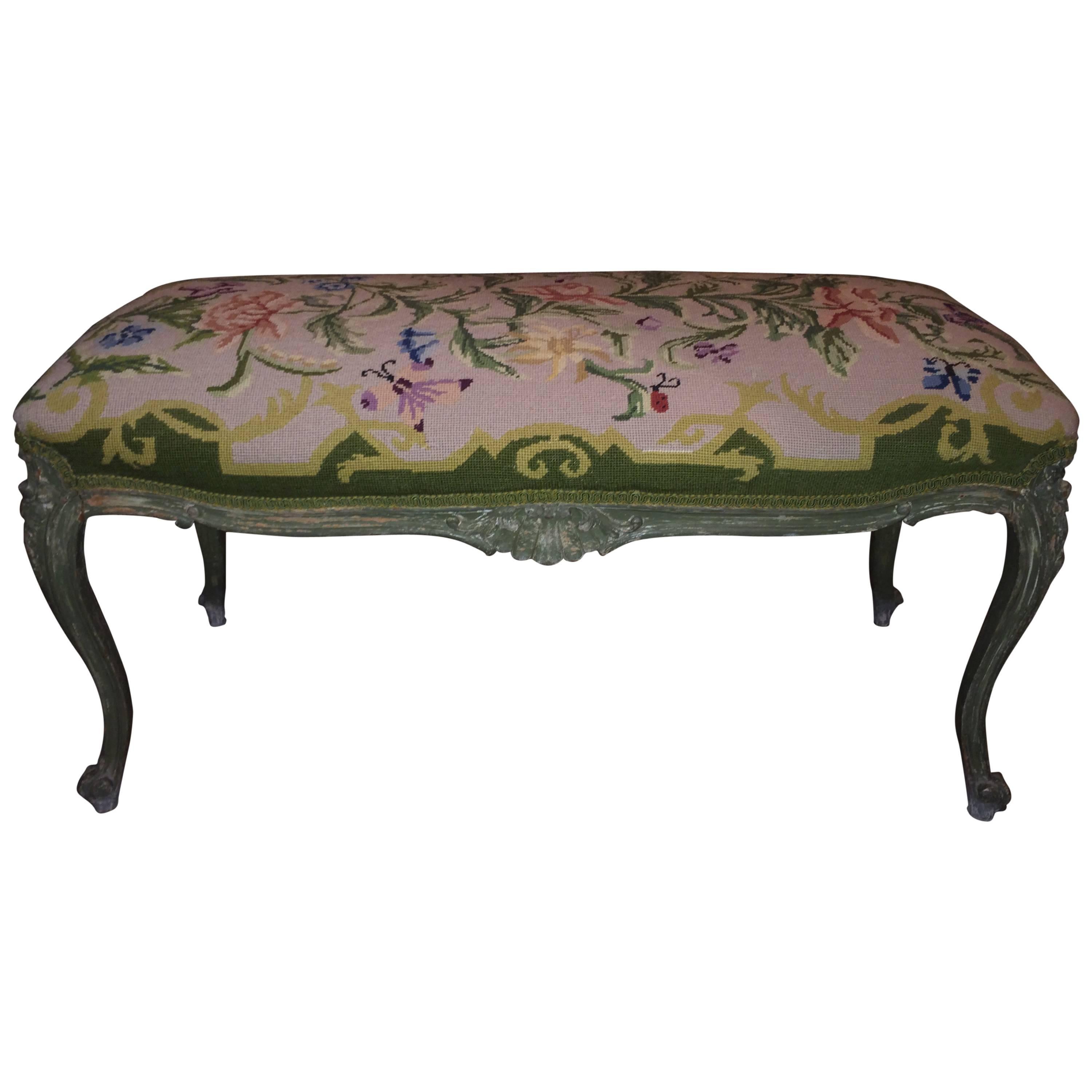 French Style Aubusson Needlepoint Bench