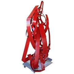 Steel Red Abstract Sculpture