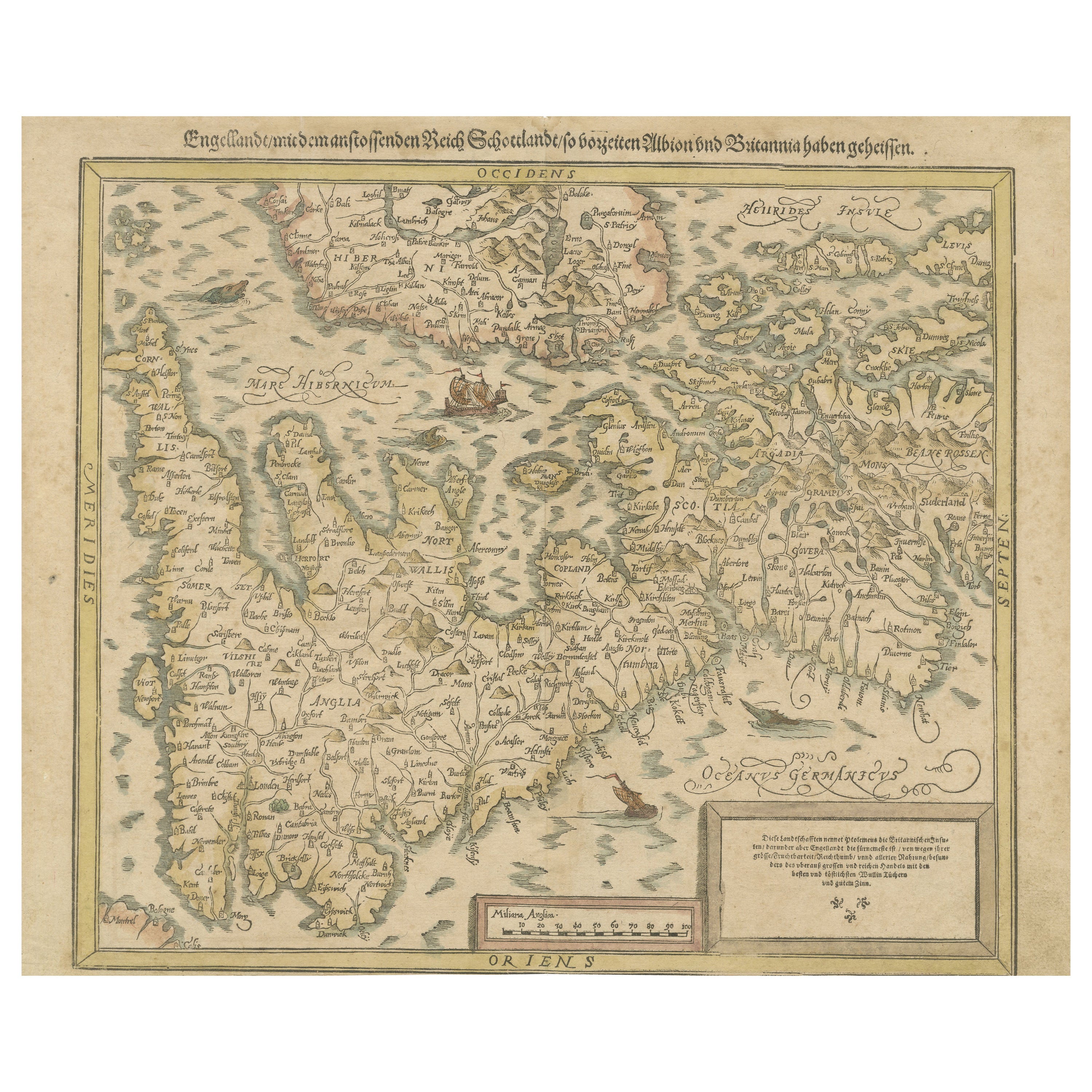 Sebastian Münster's 16th Century Map of the British Isles, ca.1590