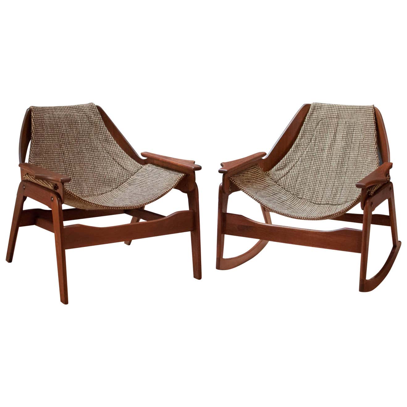 Mid-Century Vintage Jerry Johnson Sling Rocker and Chair at 1stDibs ...