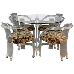 Lucite Table and Four Chair Set with Leopard Print Seats 7