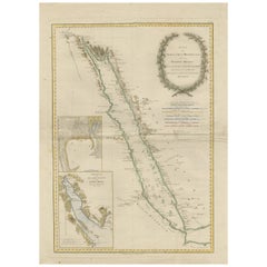 Beeindruckende dekorative gravierte Karte des Roten Meeres und der arabischen Halbinsel mit Gravur, 1787