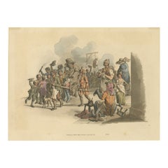 Mock Procession of Guy Fawkes: A Hand-Colored Aquatint by William Pyne, 1805