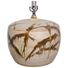 Large Mid-Century Drip Glazed Ceramic Lamp