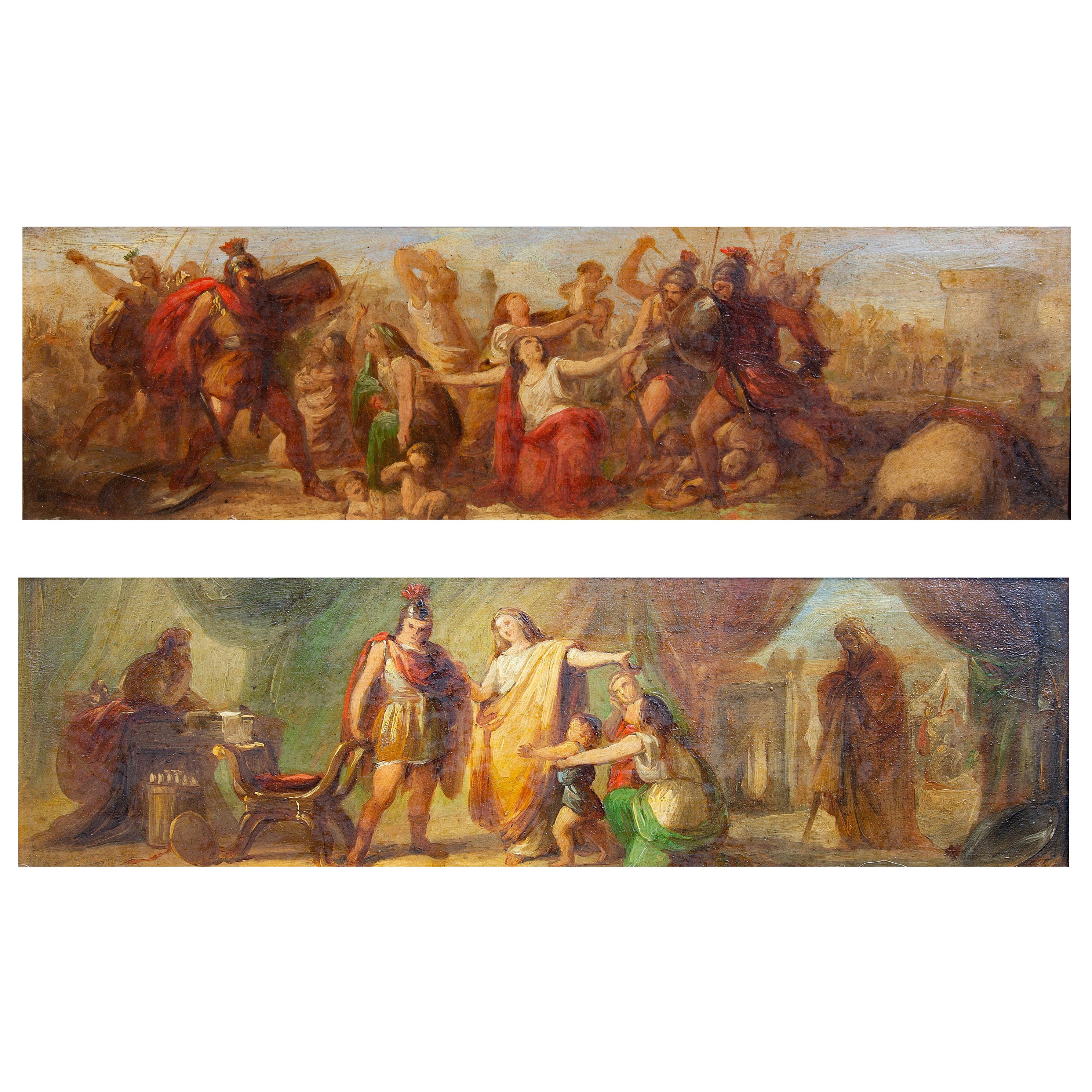 Pair Italian Oil Paintings Grand Tour Roman Scenes  Annibale Gatti 19th century