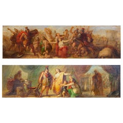 Pair Italian Oil Paintings Grand Tour Roman Scenes  Annibale Gatti 19th century