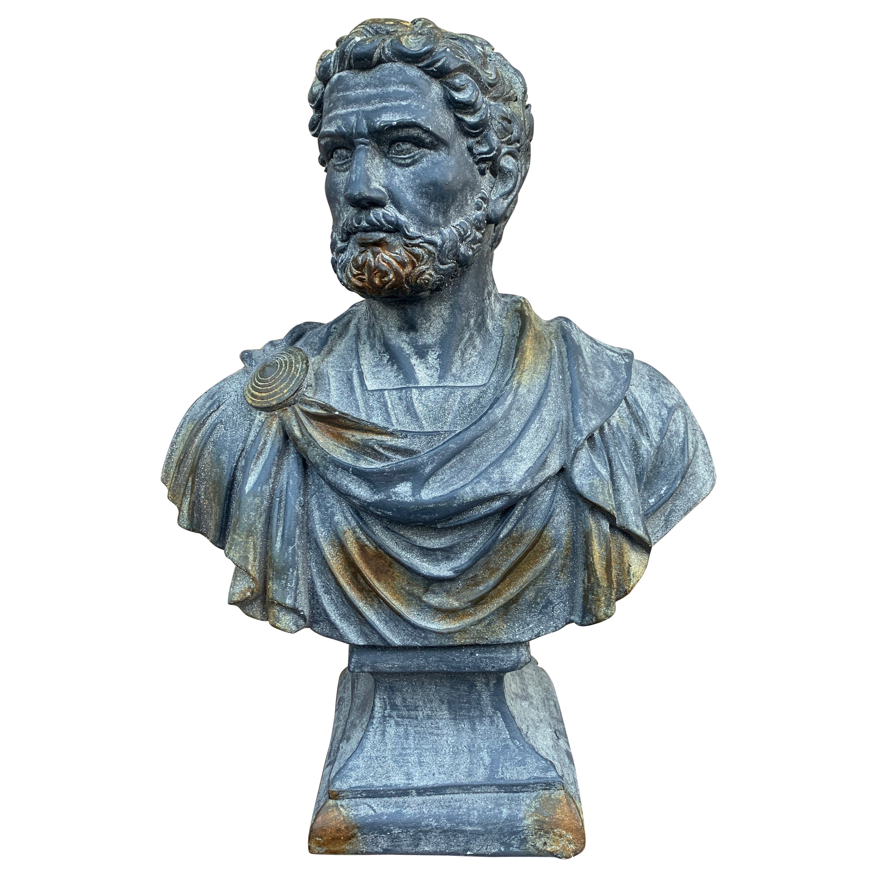 Escultura clásica de yeso de busto masculino del emperador romano Antonino Pío