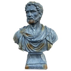 Escultura clásica de yeso de busto masculino del emperador romano Antonino Pío