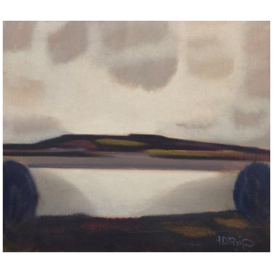 Knud Horup (1926-1973), artista danese. Olio su tela. Paesaggio. Metà del XX secolo.
