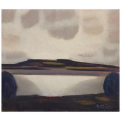 Knud Horup (1926-1973), artista danese. Olio su tela. Paesaggio. Metà del XX secolo.