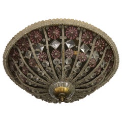 Lampada da incasso o da parete con fiori di cristallo in stile Hollywood Regency, anni '50