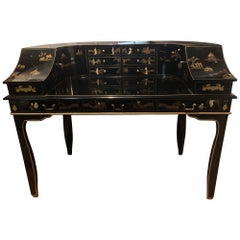 chinoiserie black lacquer writing desk