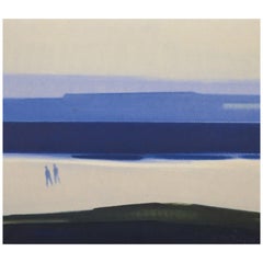 Knud Horup (1926-1973), Danish artist. Oil on canvas. Figures on the beach.