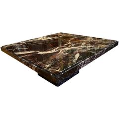 Italian Black Marble Pedestal Square Coffee Table
