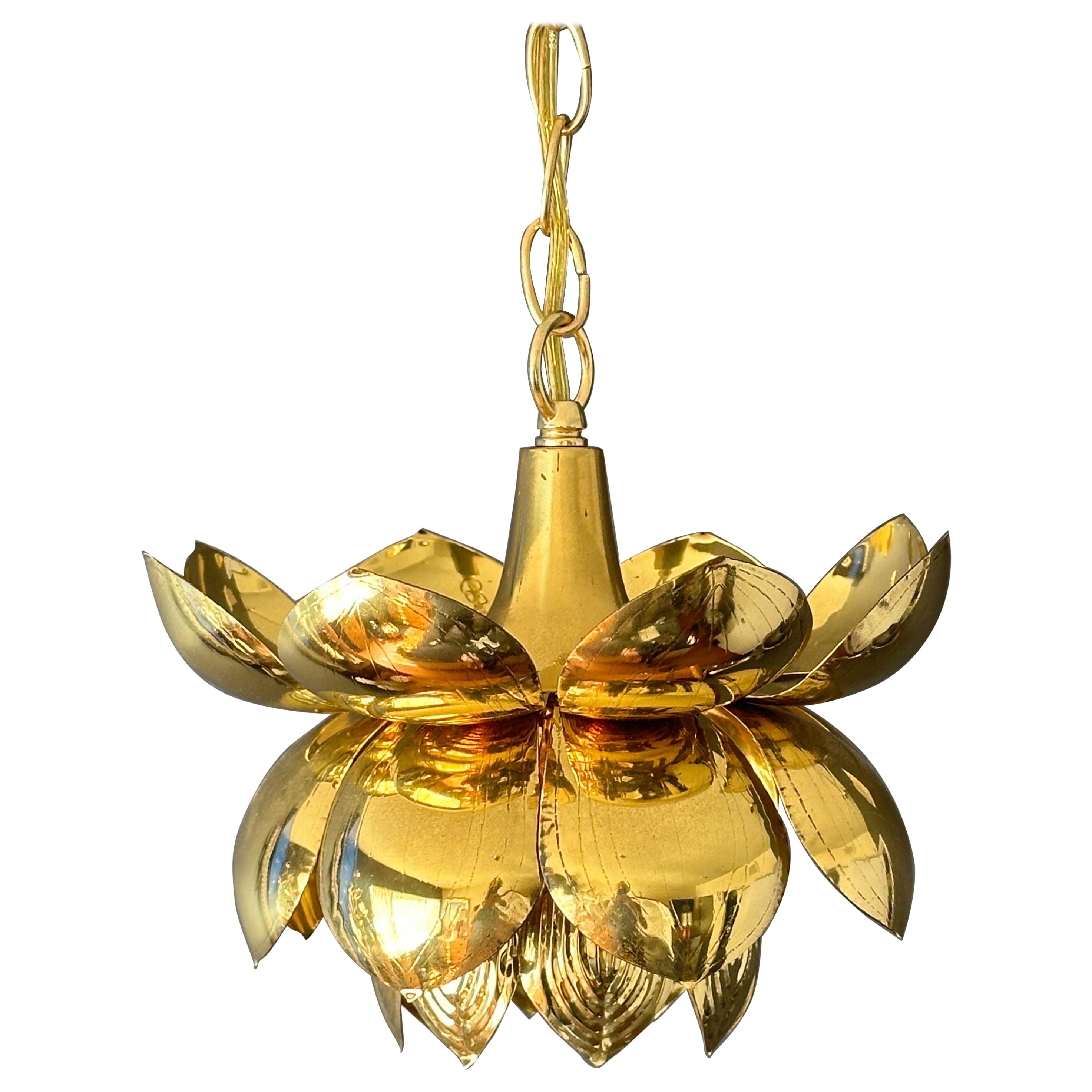 Small Brass Lotus Light Fixture