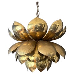 Large Brass Lotus Light Fixture